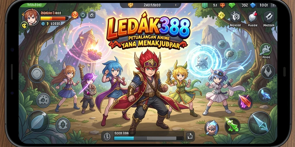 Gameplay seru LEDAK388 dengan karakter anime ikonik.