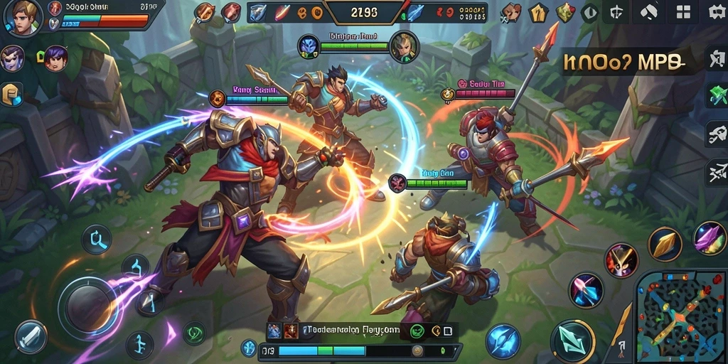 Tangkapan layar permainan QQRP yang menampilkan aksi seru di arena MOBA.